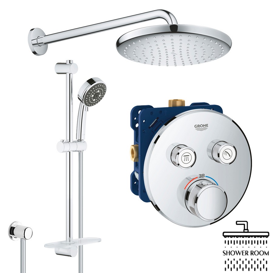 Душевая система скрытого монтажа с термостатом Grohe QuickFix Grohtherm SmartControl&Vitalio Start 250 Round RU202801R2