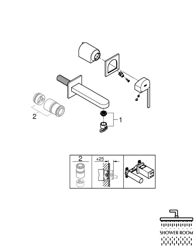 Смеситель для умывальника Grohe Plus, M-Size, внешняя часть, хром (29303003)