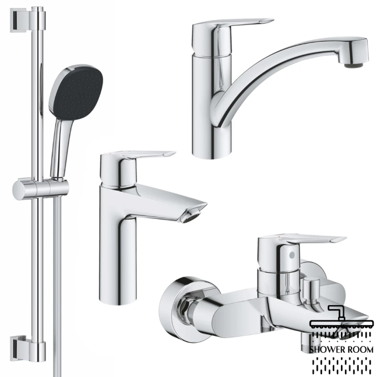 Набор смесителей 4 в 1 для ванной комнаты и кухни Grohe QuickFix Start M-Size UA202301KE