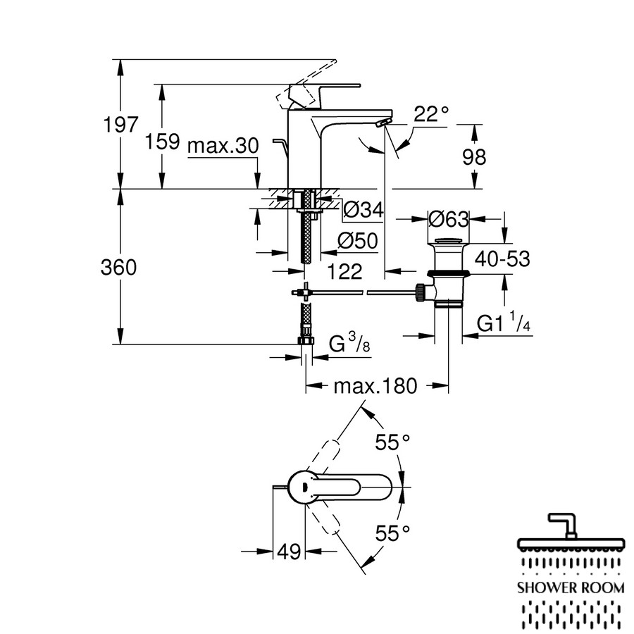 Смеситель для раковины M-размера Grohe QuickFix Get 23454000