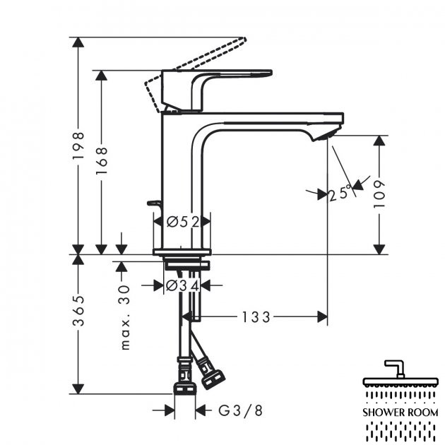 Змішувач для умивальника 110, HANSGROHE REBRIS S 72517670, чорний матовий