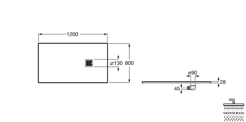 Душовий піддон ROCA Terran 800х1200, графит AP1014B032001200