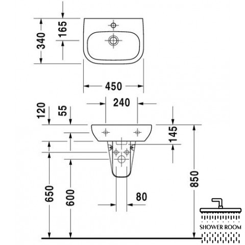 Умивальник підвісний Duravit D-Code 450x340 мм з 1отв., білий (07054500002)