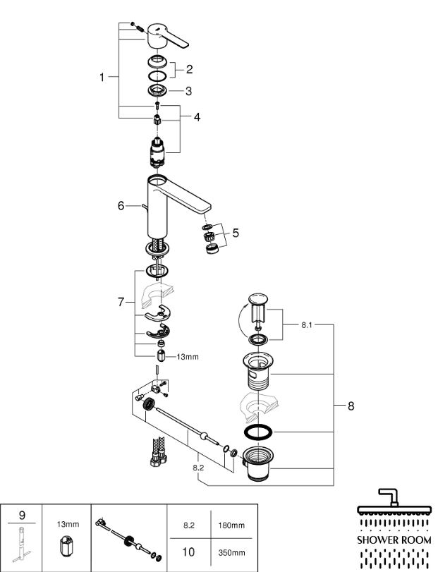 Змішувач для раковини одноважільний Grohe Lineare S-Size (32114001)