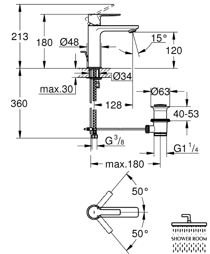 Змішувач для раковини одноважільний Grohe Lineare S-Size (32114001)