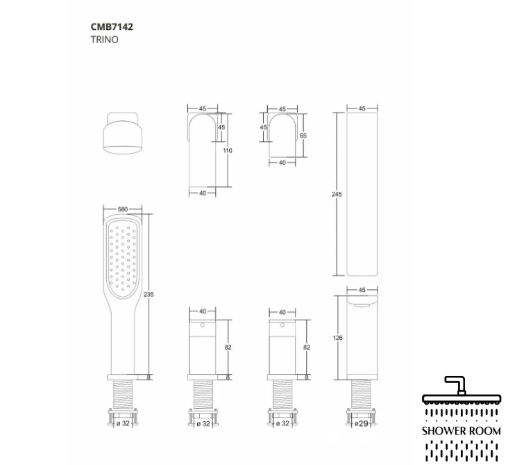 Смеситель на борт ванны Corsan CMB7142CH TRINO CHROME, хром