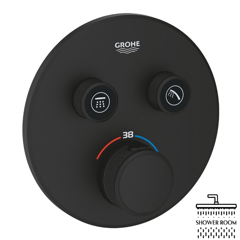 Душова система з термостатом прихованого монтажу Grohe Grohtherm SmartControl Rainshower Mono 310 (UA122507KF), колір чорний