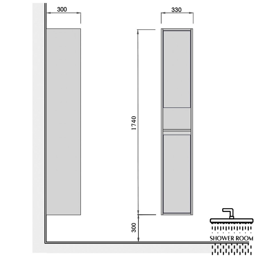 Пенал 33 см підвісний Мойдодир Oslo loft П-33-А, Бетон/Білий