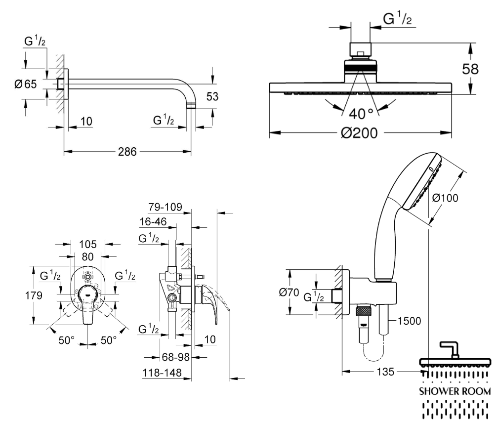 Душевая система Grohe BauCurve UA2904300L