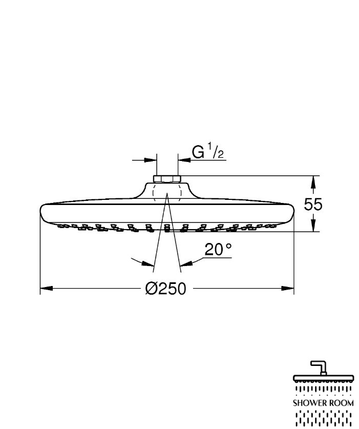 Верхній душ, 1 режим струменю Grohe 26815000 Vitalio Start 250