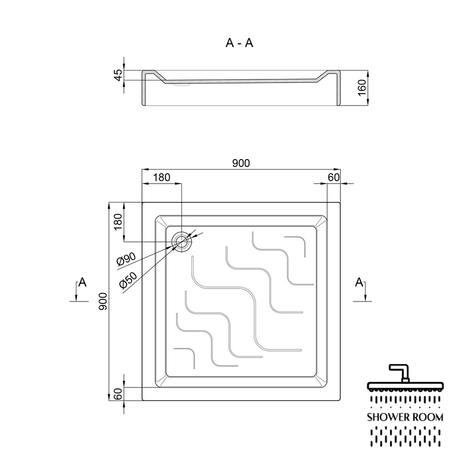 Душовий піддон Lidz Mazur ST90x90x16