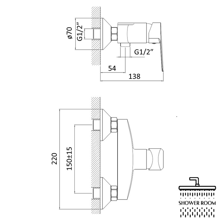 Змішувач для душу одноважільний, RJ LOTUS RBZZ002-5, хром 35 мм