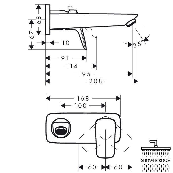 Змішувач для раковини, одноважильний прихованого монтажу HANSGROHE Logis 71220000, хром