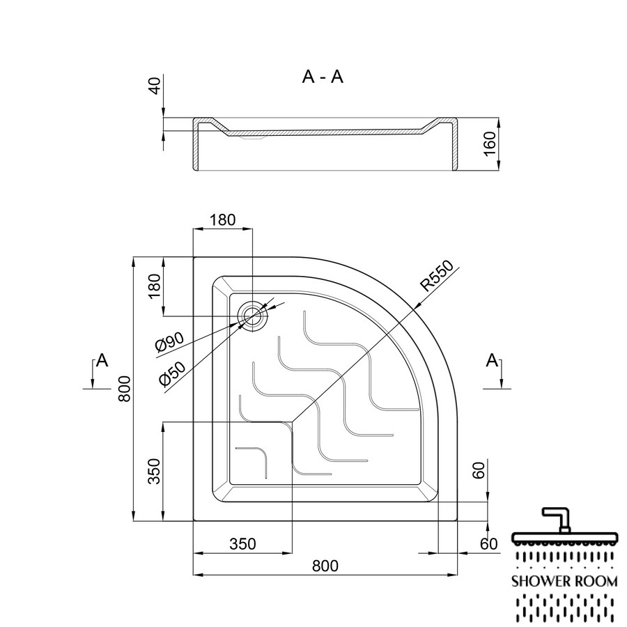 Душовий піддон Lidz Kupala ST80x80x16