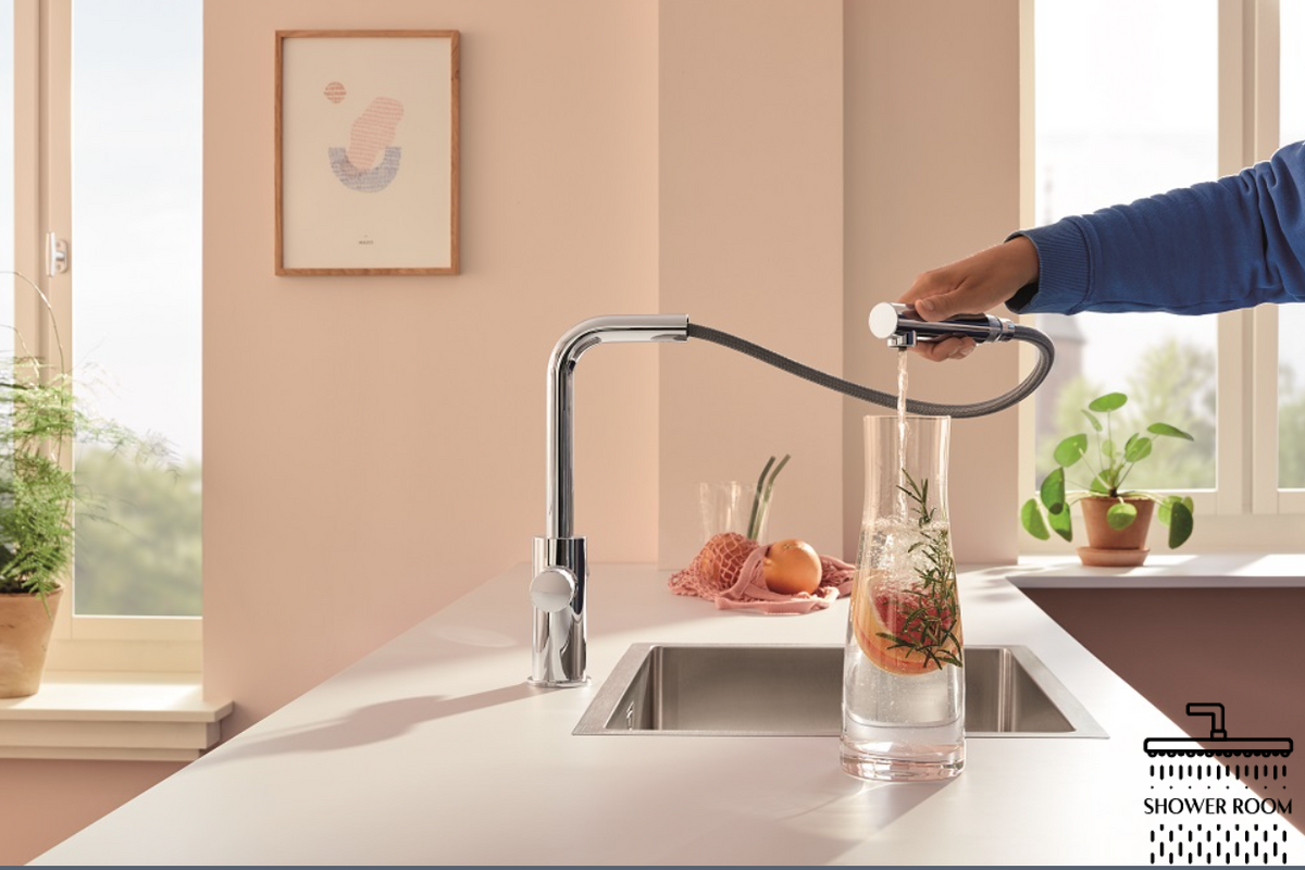 Змішувач для кухні з фільтром Grohe Blue Pure Minta з висувним виливом (30601000)