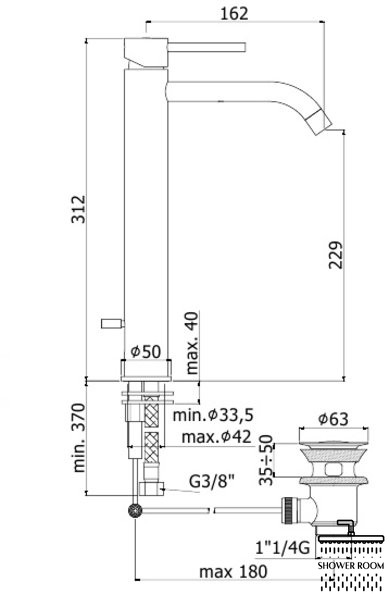 Смеситель для умывальника Paffoni Light, черный с донным клапаном LIG085NO