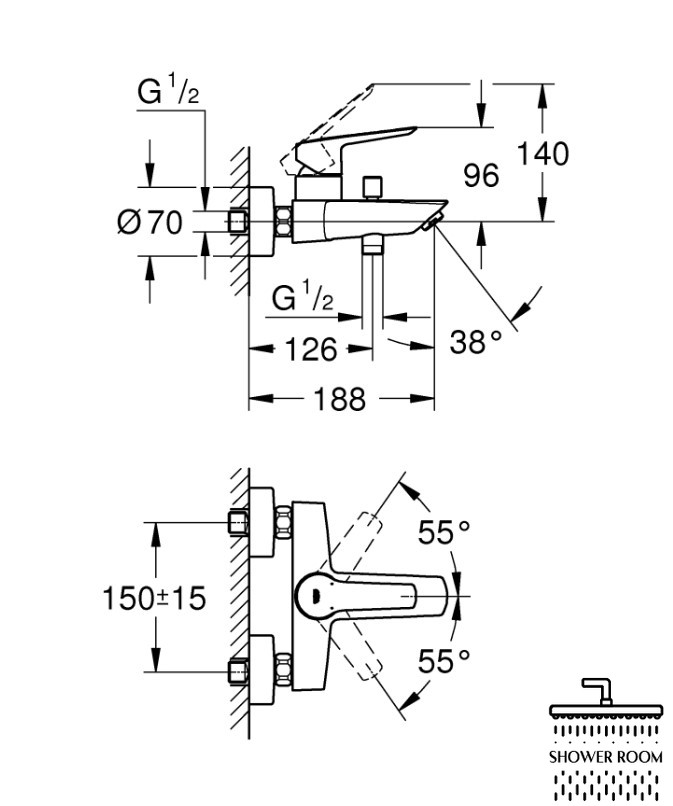 Однорычажный смеситель для ванны Grohe QuickFix Start (322782432), черный