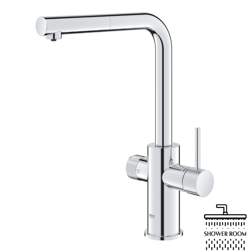 Смеситель для кухни с фильтром Grohe Blue Pure Minta с выдвижным изливом (30601000)