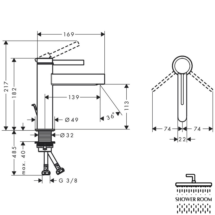 Змішувач для раковини 110, HANSGROHE FINORIS 76020000, хром