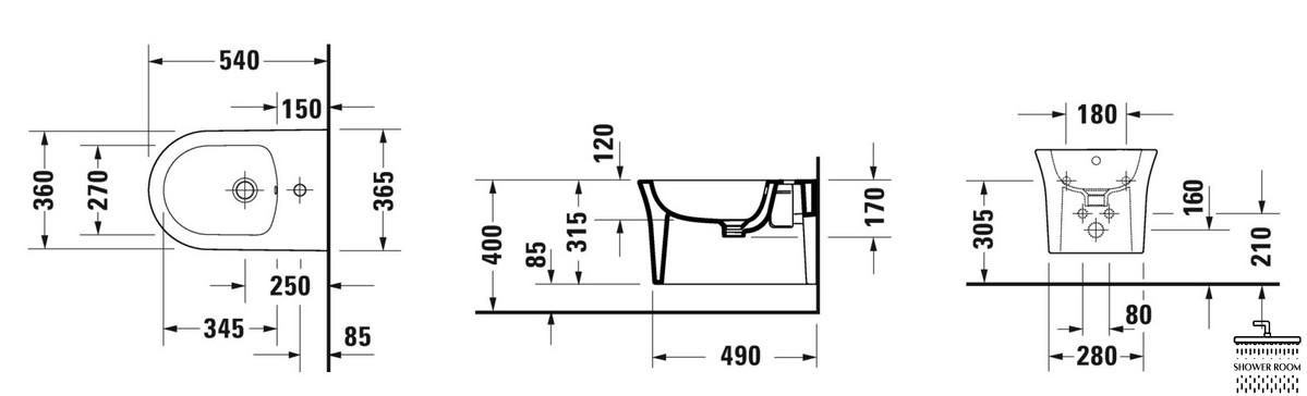 Биде подвесное Duravit White Tulip 370х540 мм, белый (229315000)