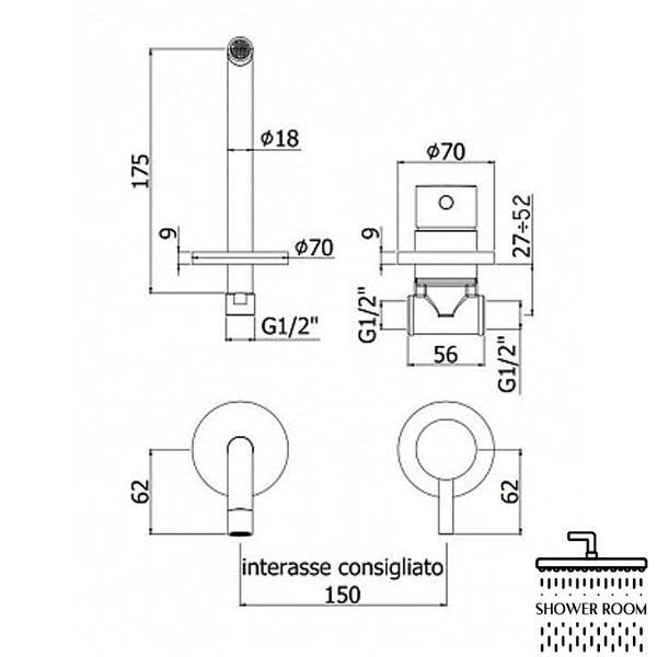 Змішувач для умивальника Paffoni Light (LIG006CR70)