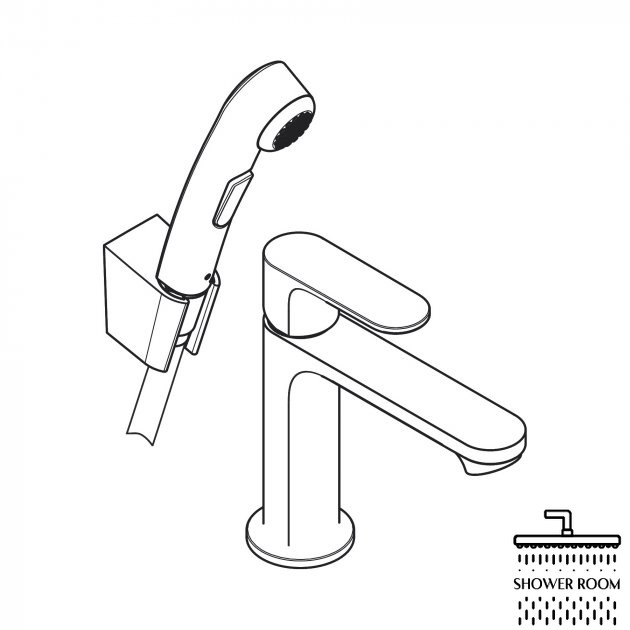 Змішувач для умивальника з гігієнічною лійкою, HANSGROHE REBRIS S 110 72215670, чорний матовий