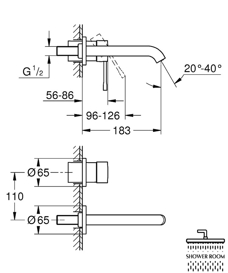 Змішувач для умивальника Grohe Essence M-Size, зовнішня частина, чорний матовий (29192KF1)