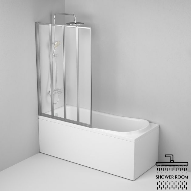 Душова шторка для ванни 100х140 см, поворотно-складна AM.PM WU80BS-100-140CT Like