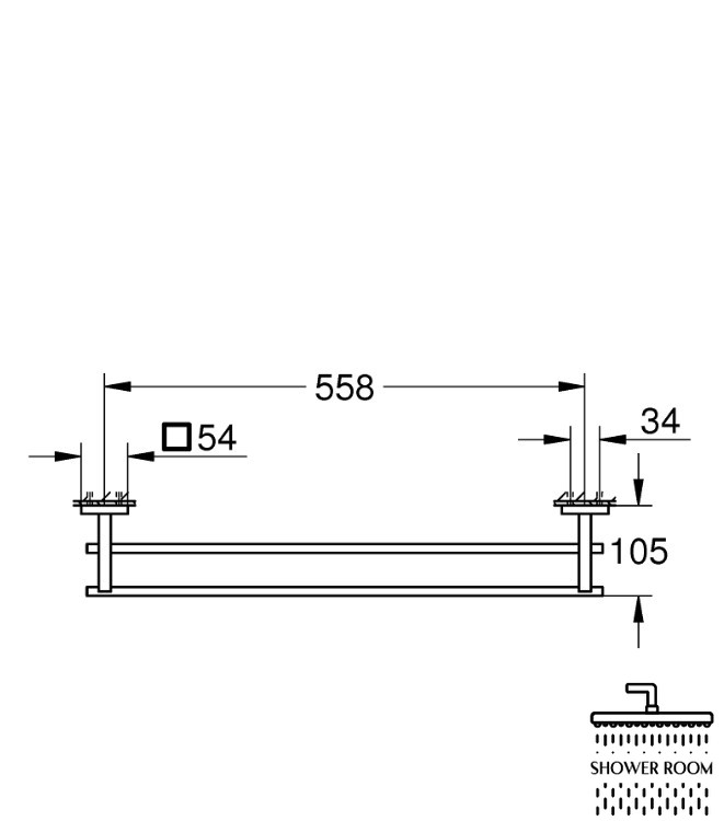 Держатель для банного полотенца двойной 600мм Grohe QuickFix Start Cube (41104000)