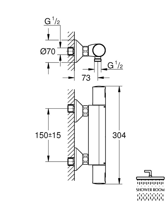 Термостат для душа Grohe QuickFix Precision Start (345942430), черный