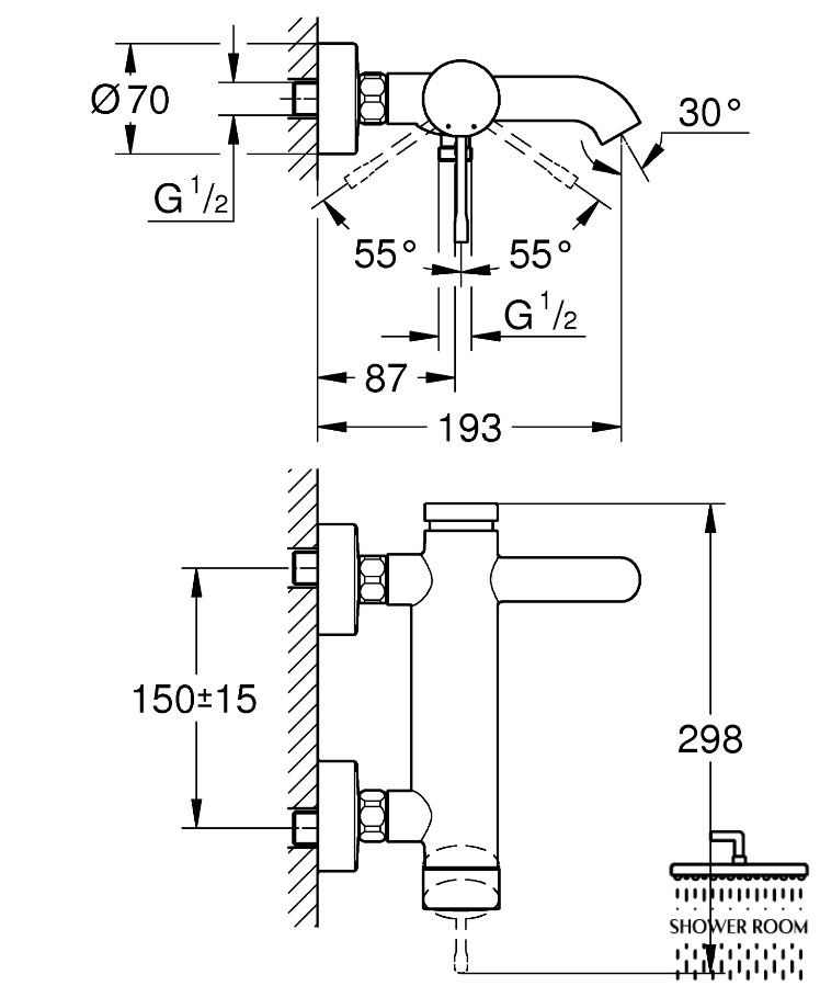 Смеситель для ванны Grohe Essence, черный матовый (25250KF1)