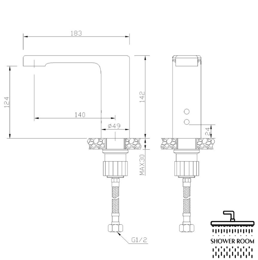 Змішувач для умивальника автоматичний NOFER, без регулятора температури, хром (07260.B)