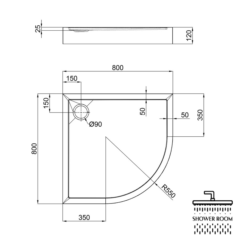 Душовий піддон Qtap Robin 308812C 80x80x12 см + сифон