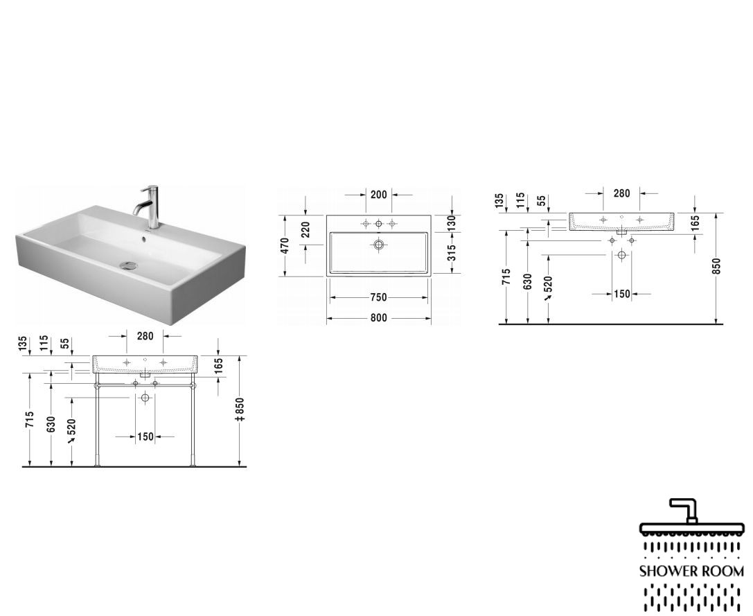 Умивальник підвісний Duravit Vero Air 800х470 мм, білий (2350800000)