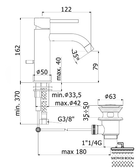 Смеситель для умывальника Paffoni Light, черный LIG075NO