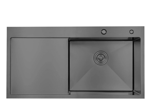 Мийка для кухні Lidz інтегрована Handmade H7849BL крило ліворуч (LDH6545BPVD43623) Brushed Black PVD 3,0/1,0 мм