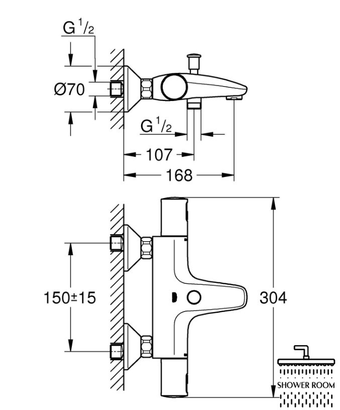 Термостат для ванны Grohe QuickFix Precision Start (345982430), черный