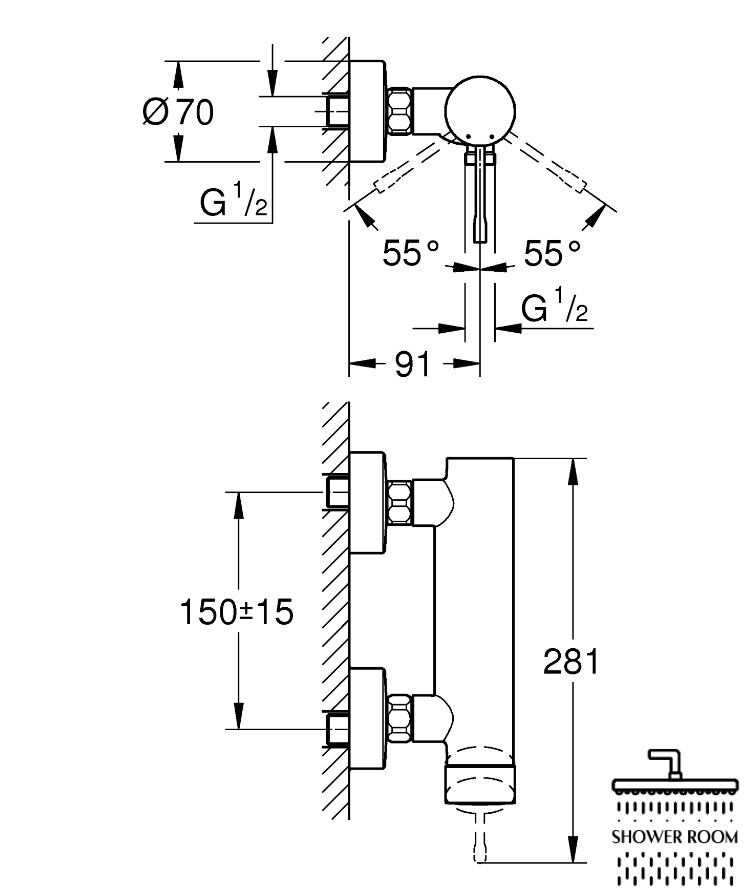 Смеситель для душа Grohe Essence, черный матовый (25252KF1)