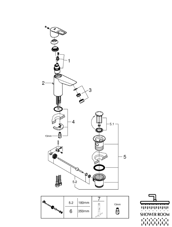 Змішувач для умивальника Grohe BauLoop New з донним клапаном M-Size (23762001)