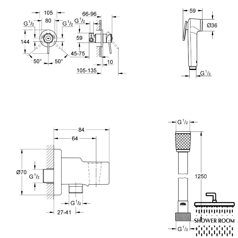 Набір для гігієнічного душу Grohe BauClassic, хром (UA11104802)