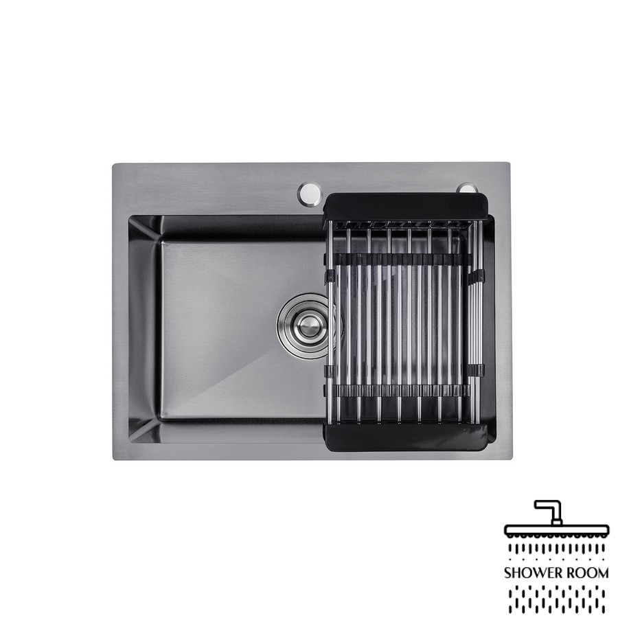 Кухонна мийка Kroner KRP PVD Schwarze-5843HM + змішувач