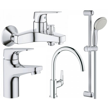 Набір змішувачів для ванни та кухні Grohe Bau Flow 121640K (4 в 1)