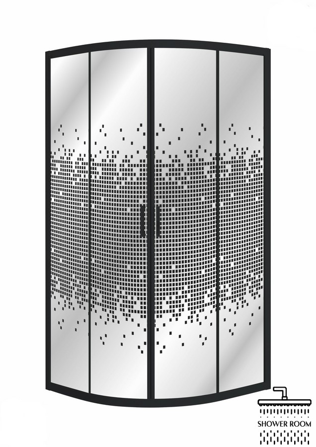 Душова кабіна 90*90*185см, EGER TISZA BN 599-021BN/1 профіль чорний, скло "Negy"