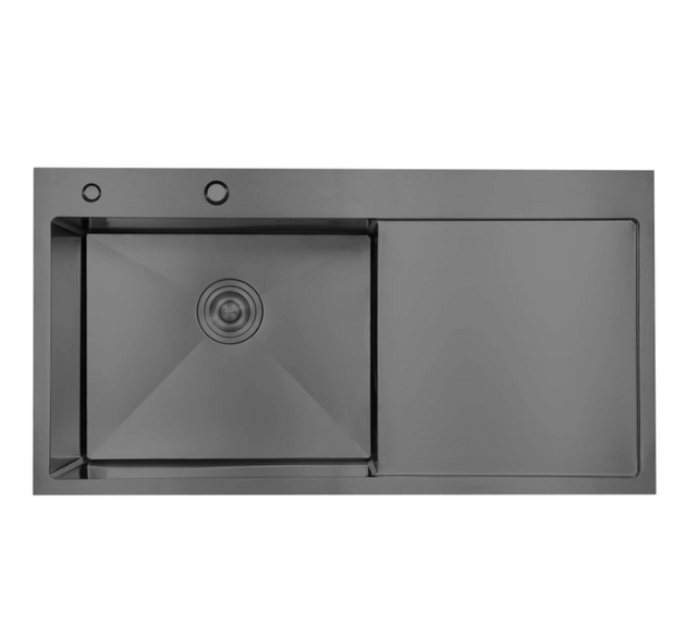 Мойка для кухни Lidz интегрированная Handmade H7849BR крыло справа (LIDZH7849BRPVD3008) Brushed Black PVD 3,0/1,0 мм
