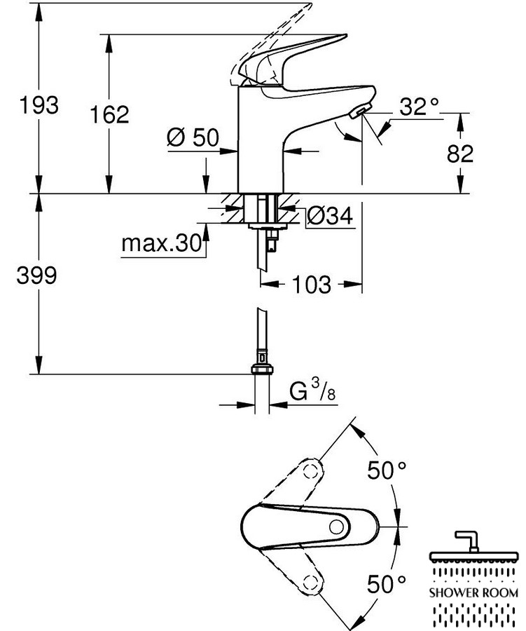 Змішувач для умивальника Grohe S-Size Euroeco 32734001