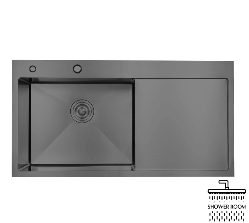 Мийка для кухні Lidz інтегрована Handmade H7849BR крило праворуч (LIDZH7849BRPVD3008) Brushed Black PVD 3,0/1,0 мм