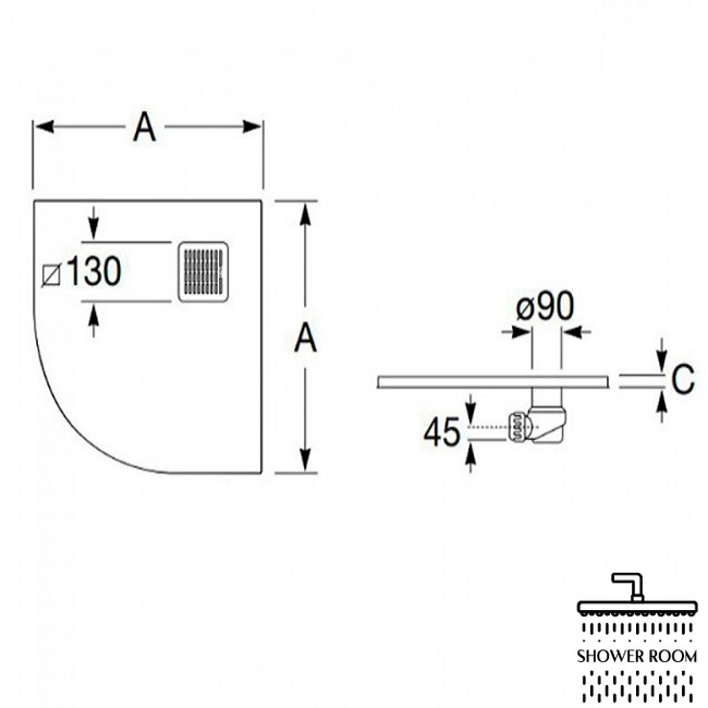 Душовий піддон ROCA Terran, 90х90, чорний AP10538438401400