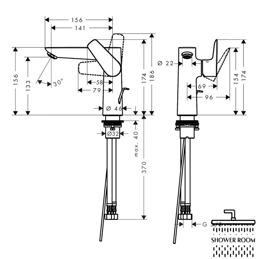 Змішувач для раковини 150, HANSGROHE Talis E 71754670, зi донним клапаном, чорний матовий