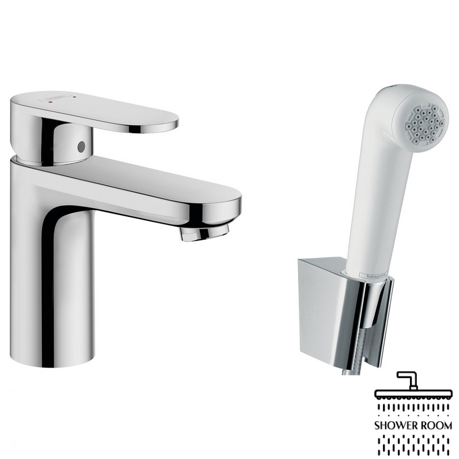 Смеситель для умывальника с гигиенической лейкой 100, HANSGROHE VERNIS BLEND 71215000, хром