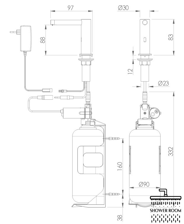 Сенсорний дозатор для рідкого мила монтаж у стільницю/умивальник, хром (03106.B)